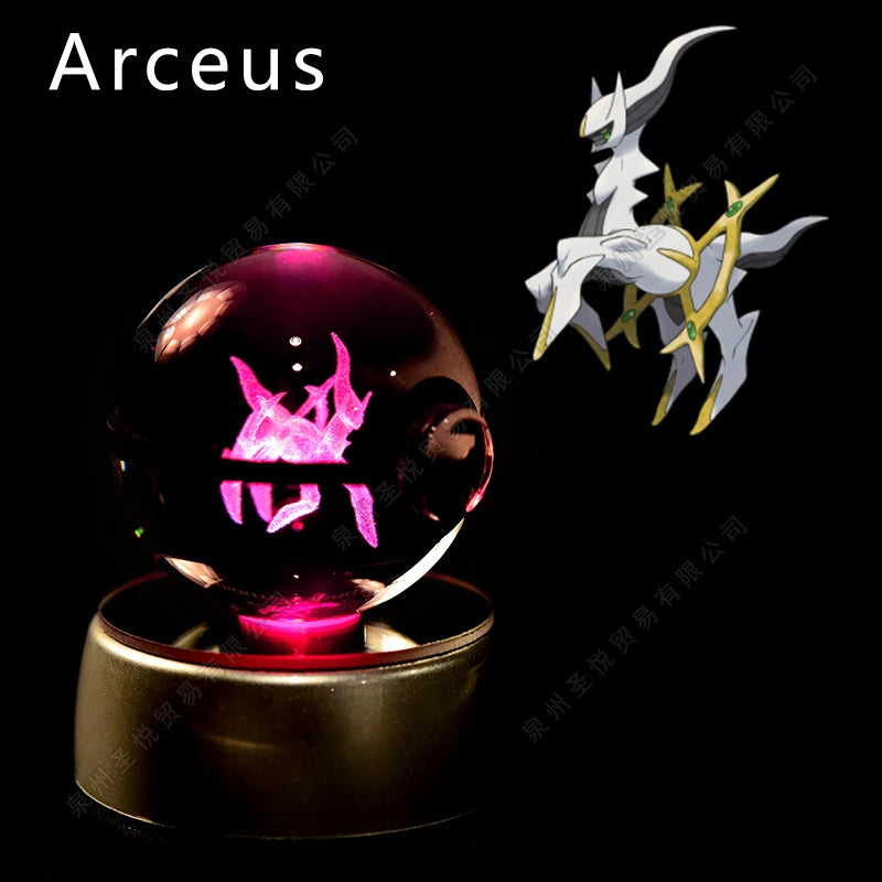 Sfera di Cristallo Pokémon 3D | Lampada LED Notturna Pikachu Gengar Mewtwo