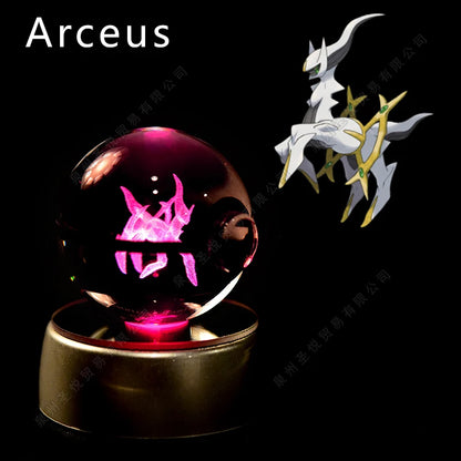Sfera di Cristallo Pokémon 3D | Lampada LED Notturna Pikachu Gengar Mewtwo