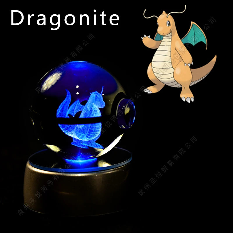 Sfera di Cristallo Pokémon 3D | Lampada LED Notturna Pikachu Gengar Mewtwo
