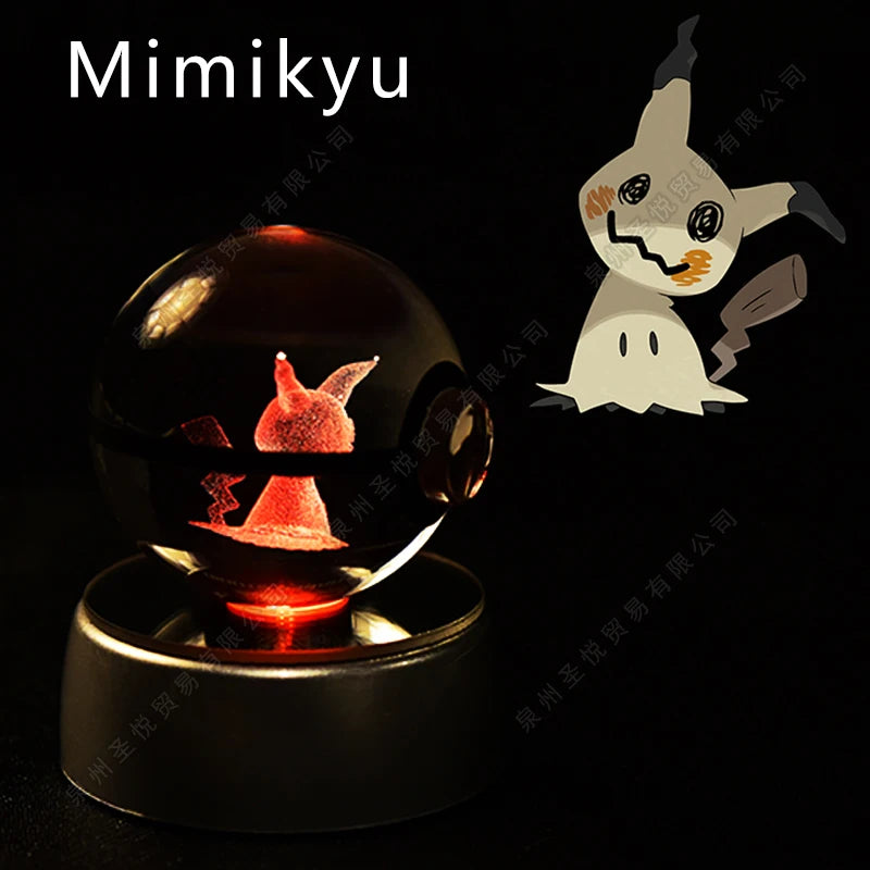 Sfera di Cristallo Pokémon 3D | Lampada LED Notturna Pikachu Gengar Mewtwo