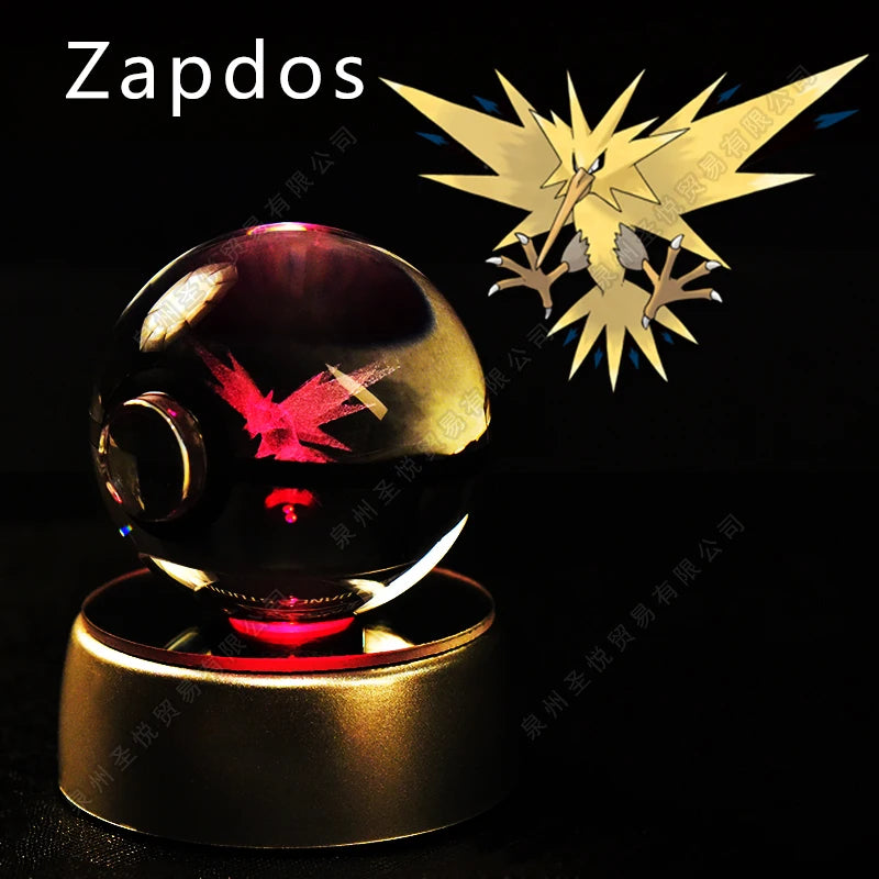 Sfera di Cristallo Pokémon 3D | Lampada LED Notturna Pikachu Gengar Mewtwo
