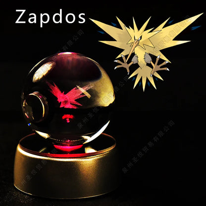 Sfera di Cristallo Pokémon 3D | Lampada LED Notturna Pikachu Gengar Mewtwo