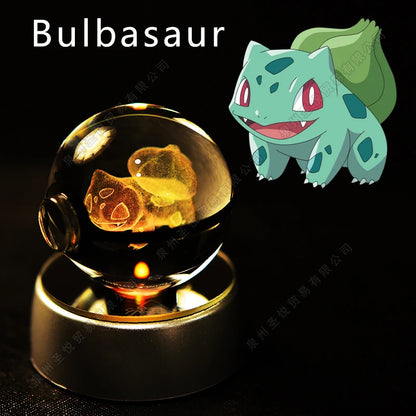 Sfera di Cristallo Pokémon 3D | Lampada LED Notturna Pikachu Gengar Mewtwo