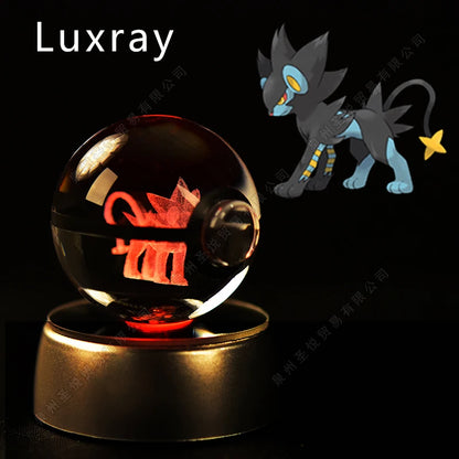 Sfera di Cristallo Pokémon 3D | Lampada LED Notturna Pikachu Gengar Mewtwo