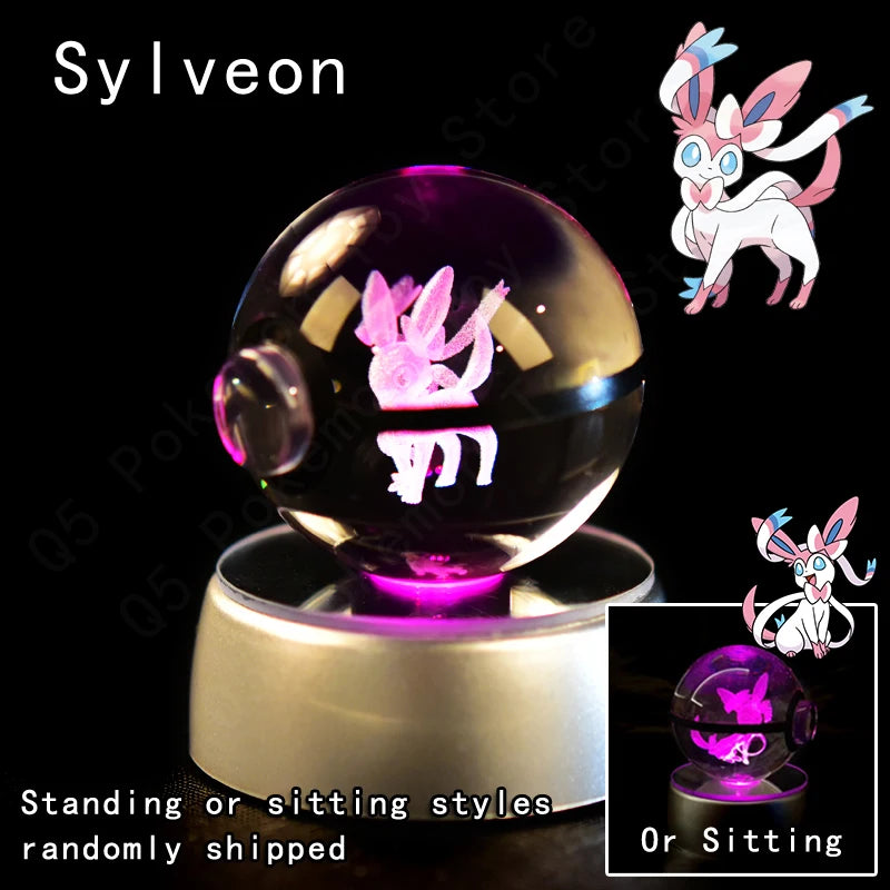 Sfera di Cristallo Pokémon 3D | Lampada LED Notturna Pikachu Gengar Mewtwo