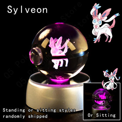 Sfera di Cristallo Pokémon 3D | Lampada LED Notturna Pikachu Gengar Mewtwo
