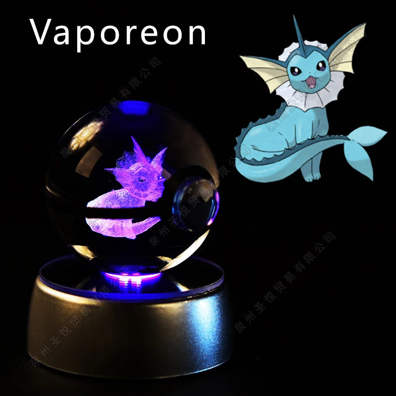 Sfera di Cristallo Pokémon 3D | Lampada LED Notturna Pikachu Gengar Mewtwo