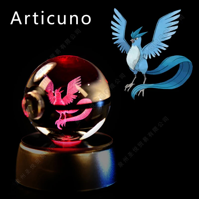 Sfera di Cristallo Pokémon 3D | Lampada LED Notturna Pikachu Gengar Mewtwo