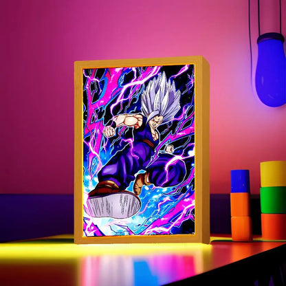 Dragon Ball Z Anime Figure Light Painting Photo Frame Dragon Ball Figures Goku Vegeta Led Night Light Room Decor Gifts Moon Lamp