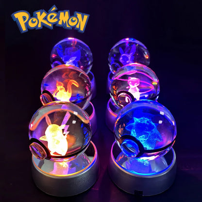 Sfera di Cristallo Pokémon 3D | Lampada LED Notturna Pikachu Gengar Mewtwo