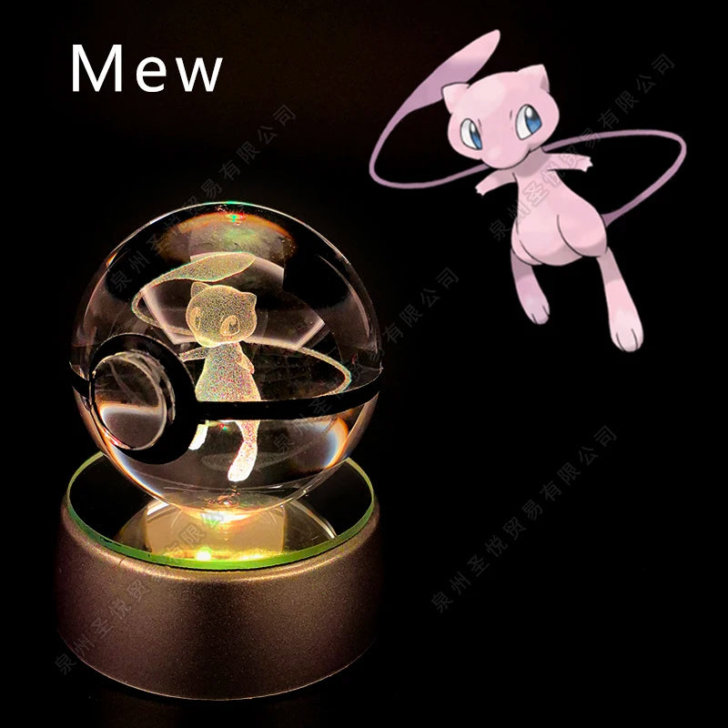 Sfera di Cristallo Pokémon 3D | Lampada LED Notturna Pikachu Gengar Mewtwo