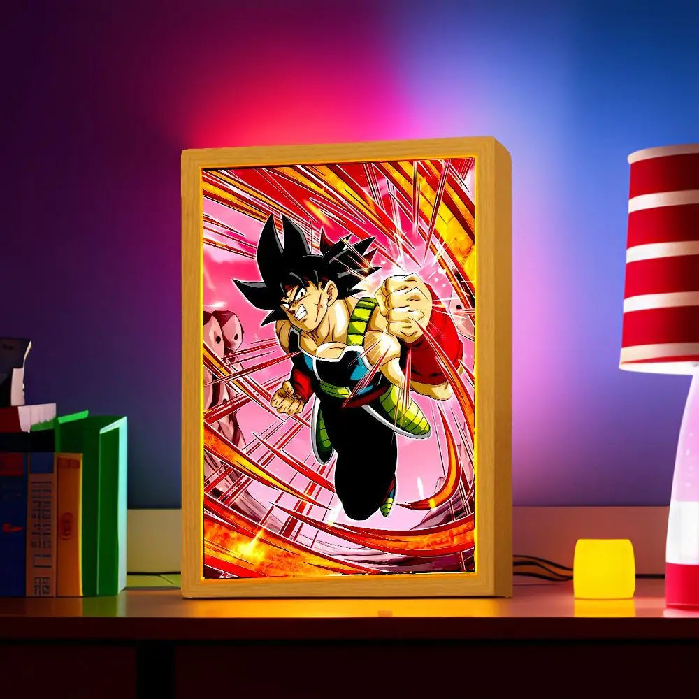 Dragon Ball Z Anime Figure Light Painting Photo Frame Dragon Ball Figures Goku Vegeta Led Night Light Room Decor Gifts Moon Lamp