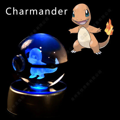 Sfera di Cristallo Pokémon 3D | Lampada LED Notturna Pikachu Gengar Mewtwo