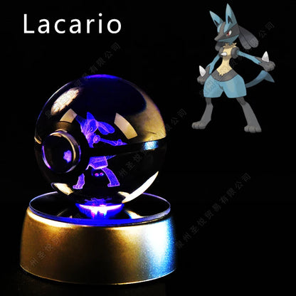 Sfera di Cristallo Pokémon 3D | Lampada LED Notturna Pikachu Gengar Mewtwo