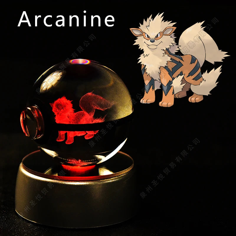 Sfera di Cristallo Pokémon 3D | Lampada LED Notturna Pikachu Gengar Mewtwo