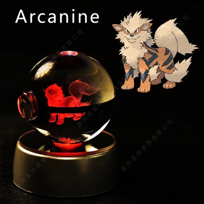 Sfera di Cristallo Pokémon 3D | Lampada LED Notturna Pikachu Gengar Mewtwo