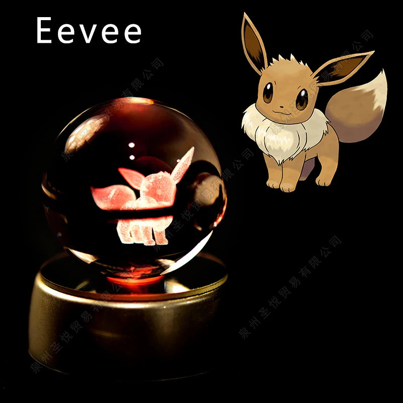 Sfera di Cristallo Pokémon 3D | Lampada LED Notturna Pikachu Gengar Mewtwo