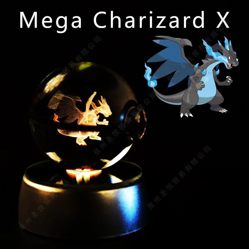 Sfera di Cristallo Pokémon 3D | Lampada LED Notturna Pikachu Gengar Mewtwo