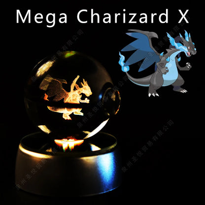 Sfera di Cristallo Pokémon 3D | Lampada LED Notturna Pikachu Gengar Mewtwo