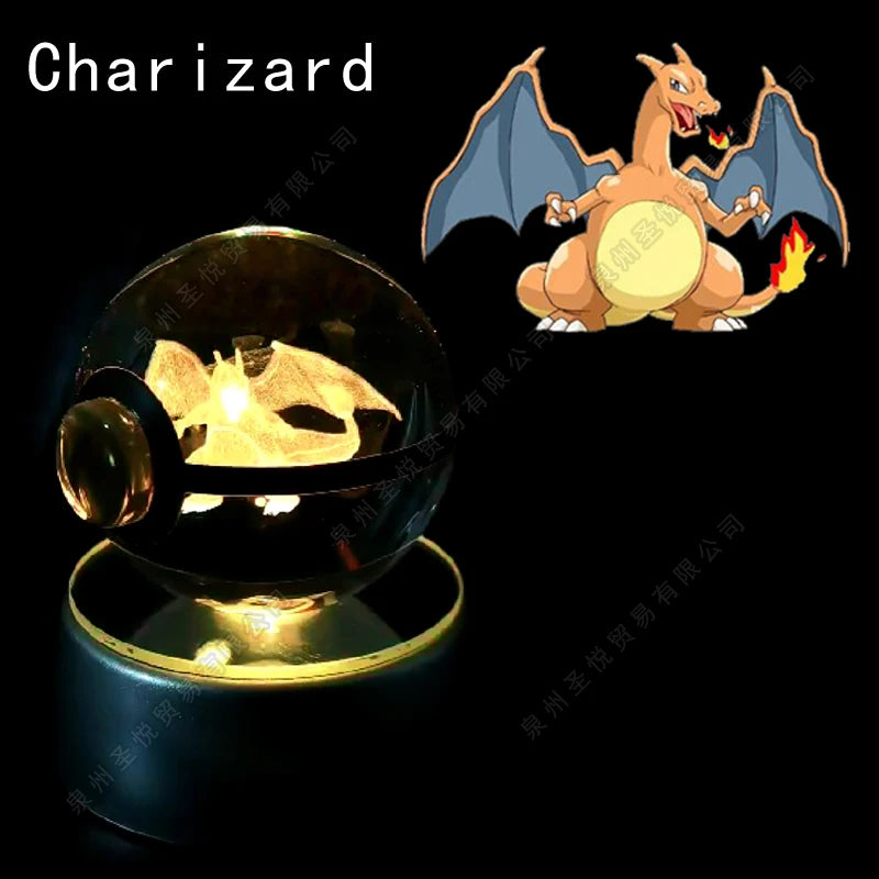 Sfera di Cristallo Pokémon 3D | Lampada LED Notturna Pikachu Gengar Mewtwo
