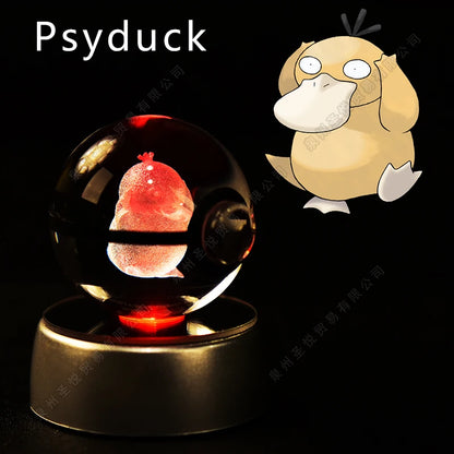 Sfera di Cristallo Pokémon 3D | Lampada LED Notturna Pikachu Gengar Mewtwo