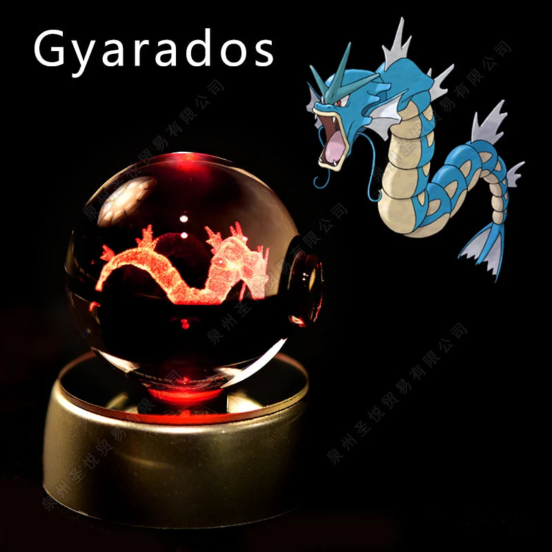 Sfera di Cristallo Pokémon 3D | Lampada LED Notturna Pikachu Gengar Mewtwo