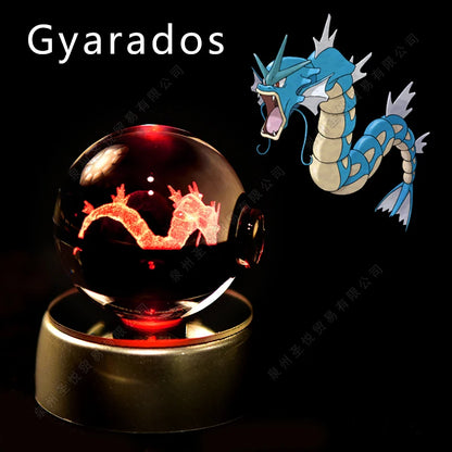 Sfera di Cristallo Pokémon 3D | Lampada LED Notturna Pikachu Gengar Mewtwo