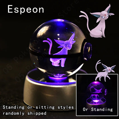 Sfera di Cristallo Pokémon 3D | Lampada LED Notturna Pikachu Gengar Mewtwo