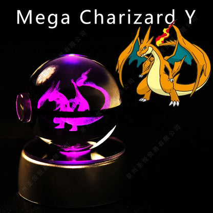 Sfera di Cristallo Pokémon 3D | Lampada LED Notturna Pikachu Gengar Mewtwo